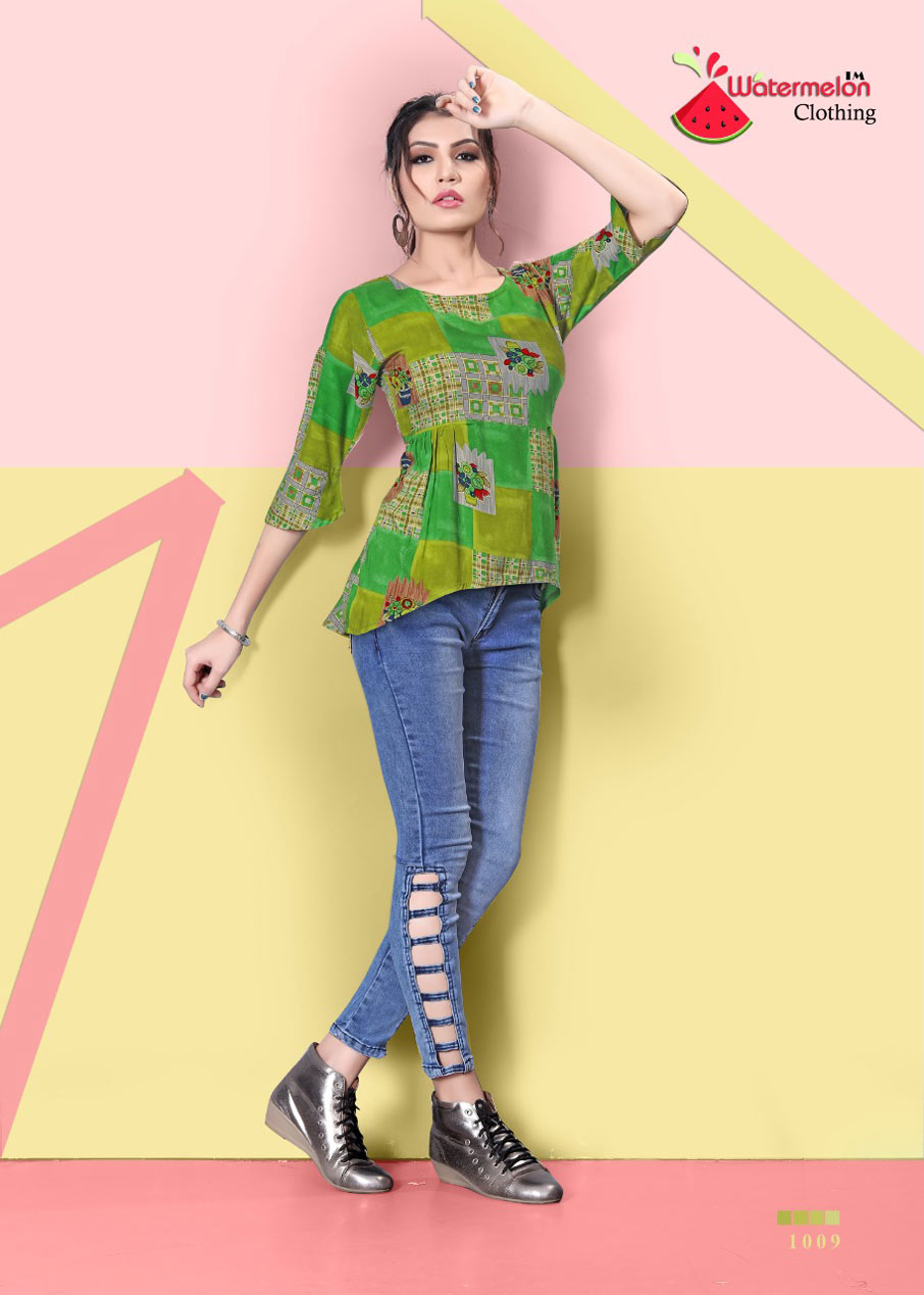 Watermelon Diamond Party-2 Rayon Print Tops Watermelon Diamond Party-2 Rayon Print Tops
